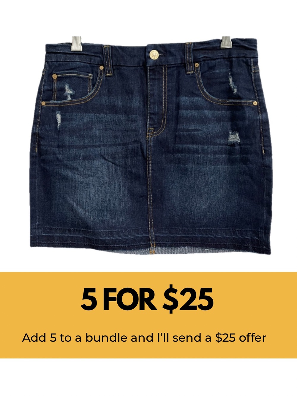 Dark Indigo Denim Mini Skirt with Subtle Distressing